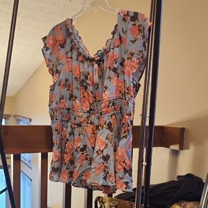 Torrid Floral Ruffle Sleeve Blouse